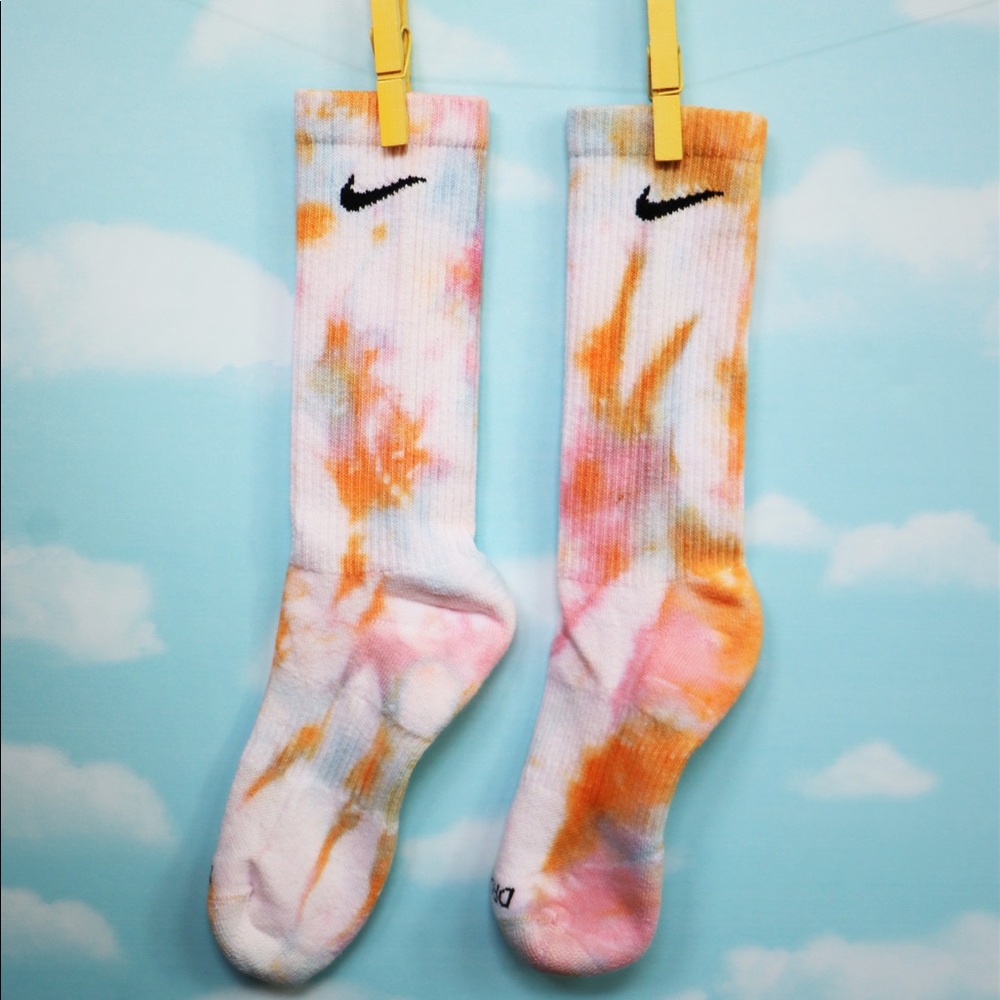 Nike | Hand Dyed Custom Nike Socks | Small/Medium | Kaleidoscope Tie Dye - Picture 12 of 13